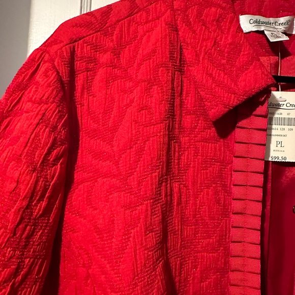 Coldwater Creek RED NWT Fabric Jacket P Large - Picture 4 of 12